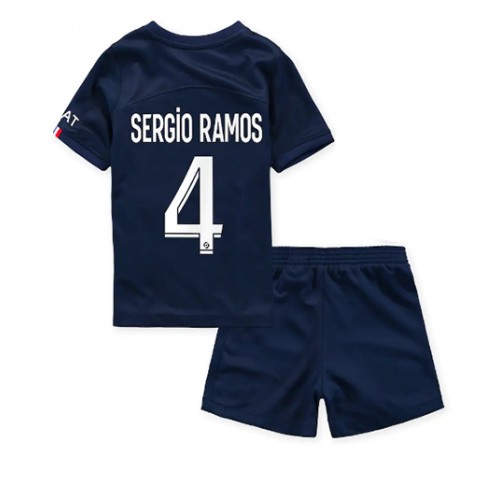 Fotbalové Dres Paris Saint-Germain Sergio Ramos #4 Dětské Domácí 2022-23 Krátký Rukáv (+ trenýrky)